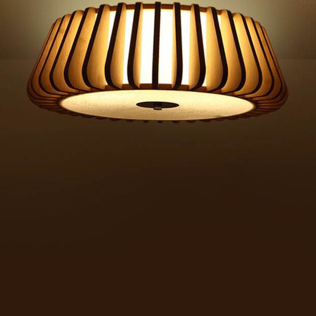 Round ceiling light in wood look, Nordic style 