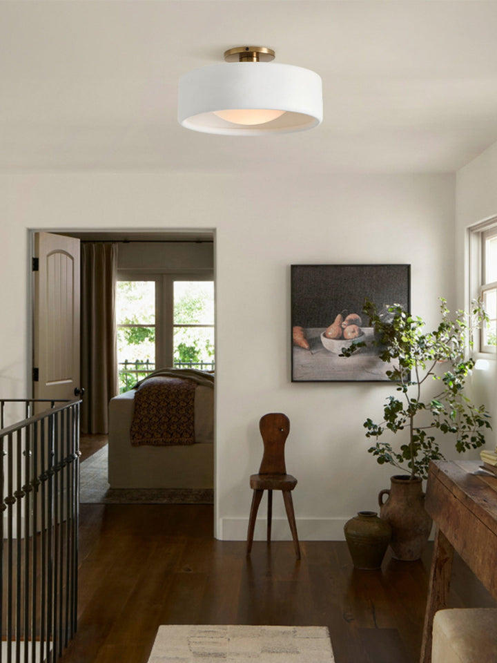 Porcelain ceiling light – Modern flush mount lamp with metal base