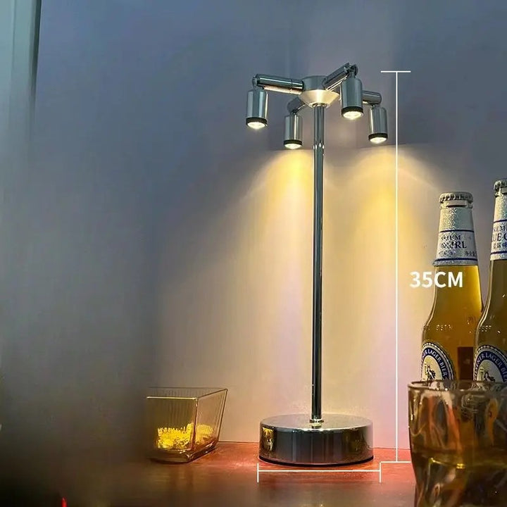 LED table lamp with touch dimmer and USB charging