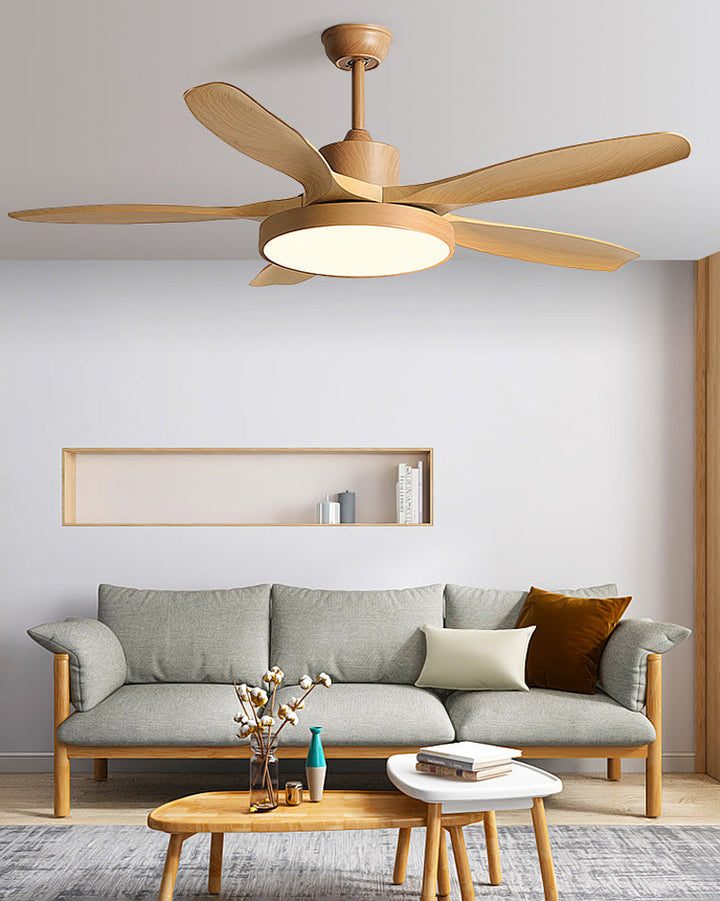 Scandinavian ceiling fan with LED light and reversing motor