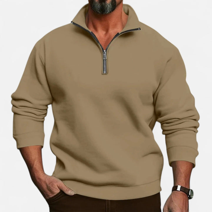 Men's Half-Zip Pullover with Stand-Up Collar