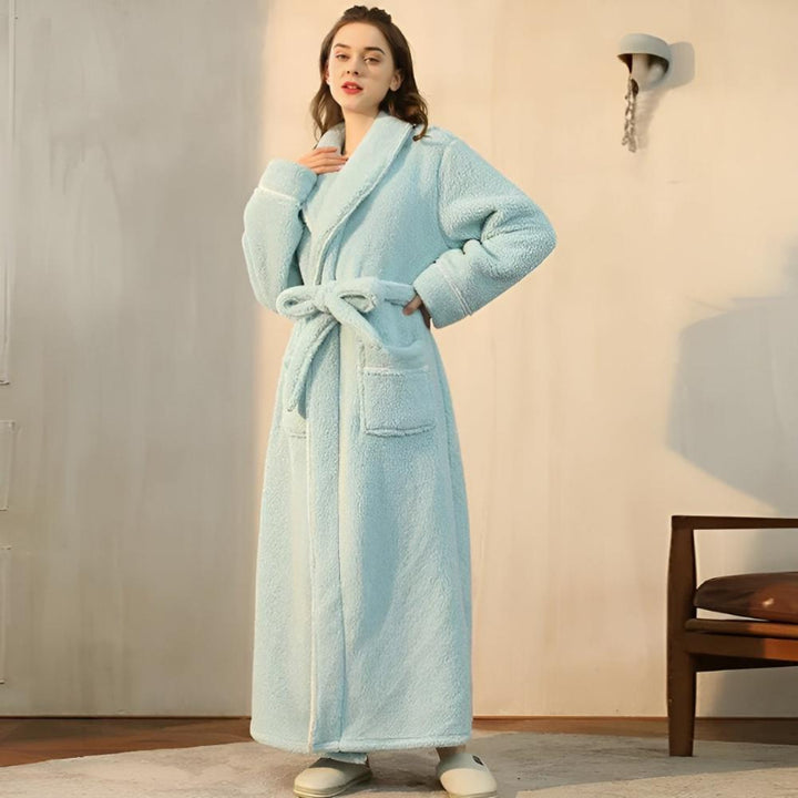 Shawl collar bathrobe – fleece dressing gown for women and men