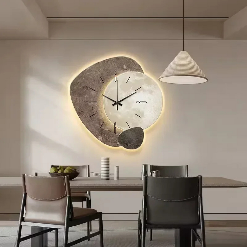 Brisva | Große Wanduhr Holz mit LED-Beleuchtung Modern 2