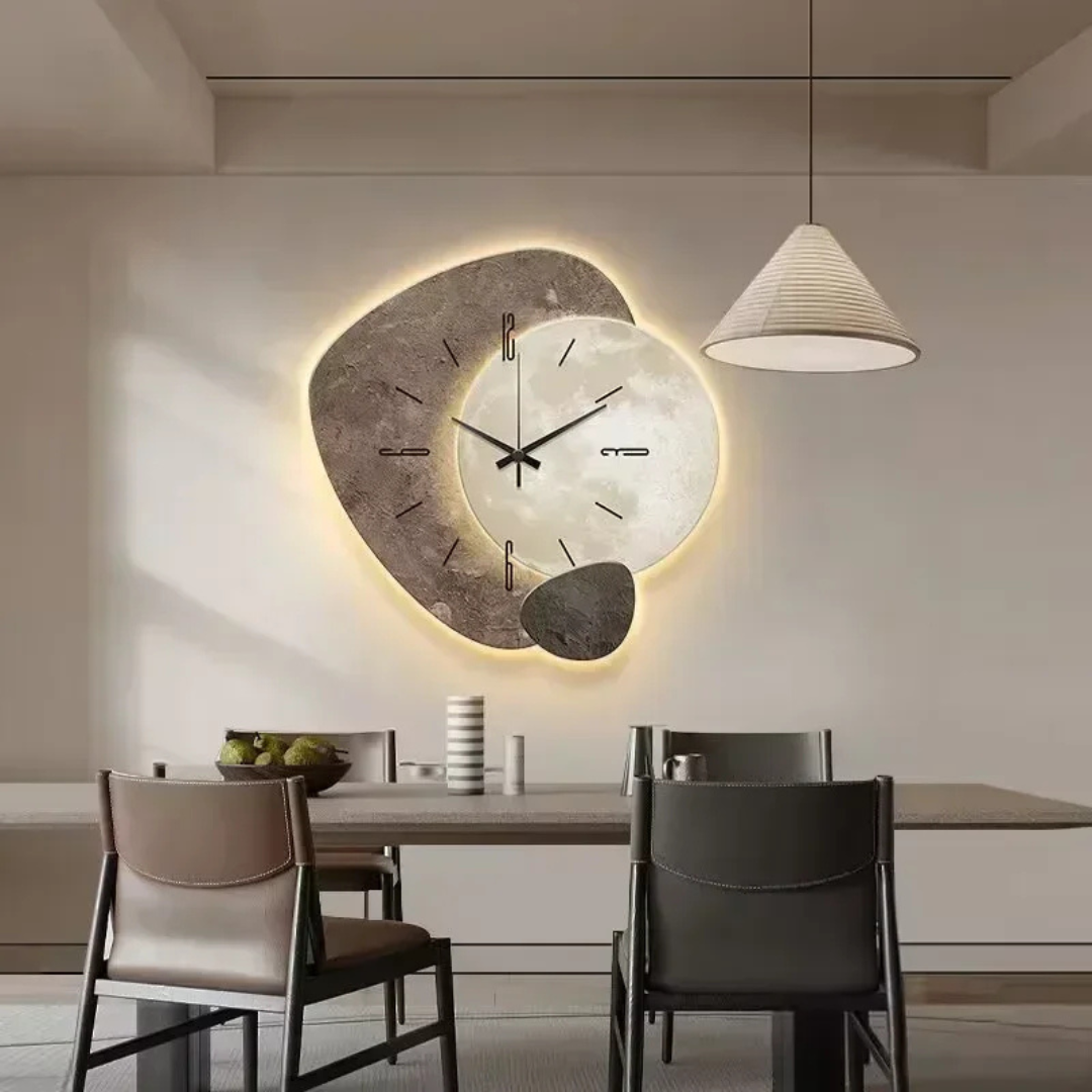 Brisva | Große Wanduhr Holz mit LED-Beleuchtung Modern 2
