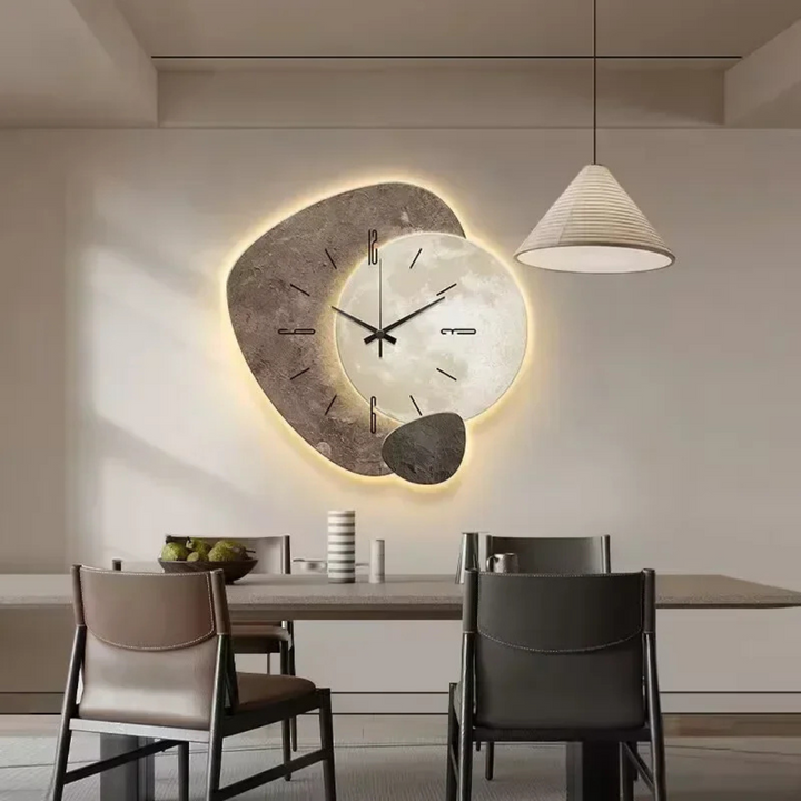 Brisva | Große Wanduhr Holz mit LED-Beleuchtung Modern 2