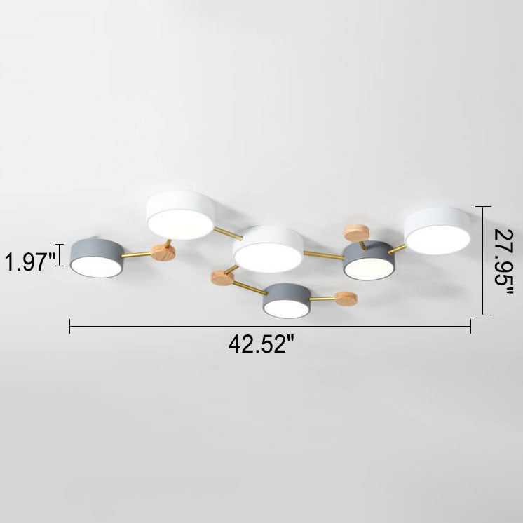 Scandinavian LED ceiling light made of wood and metal