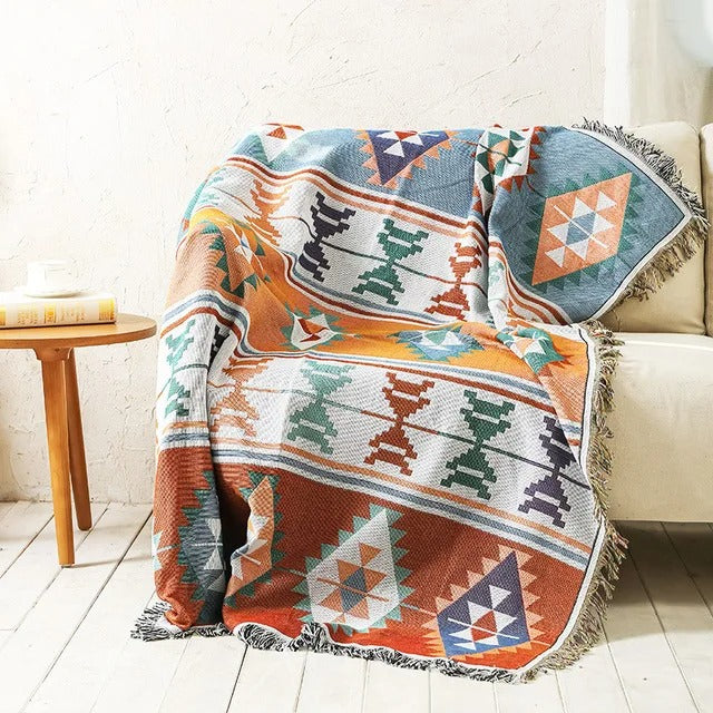 La Boheme blankets with colorful fringes 