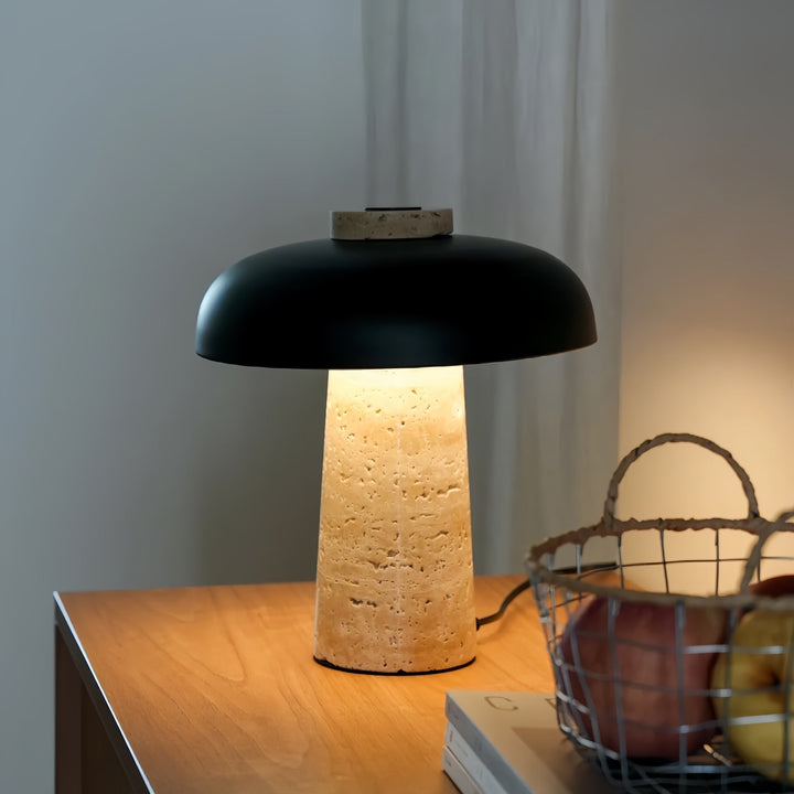 Table Lamp Portable Travertine Mushroom Design