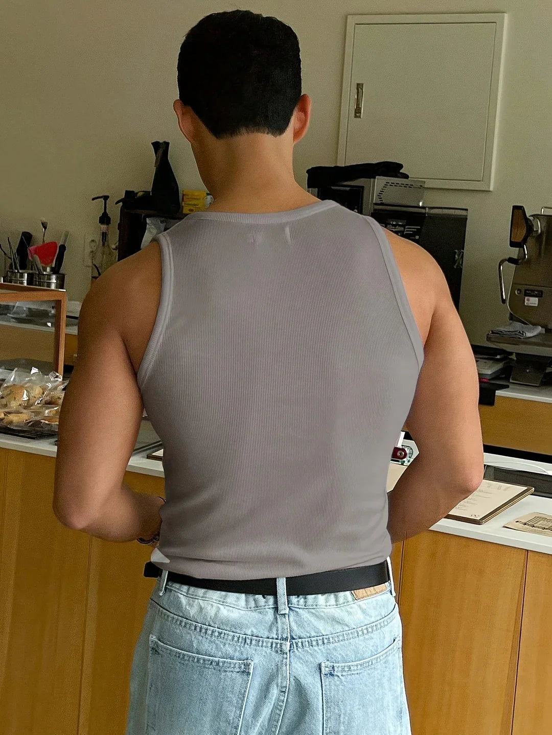 Men's Tank Top with Breathable Design 