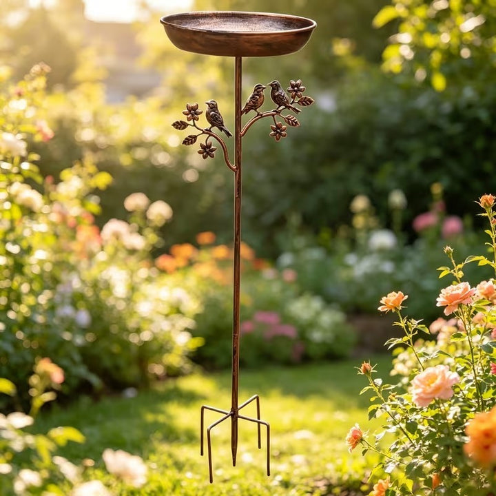 Garten Vogelbad Metallspieß Vintage Kupferoptik