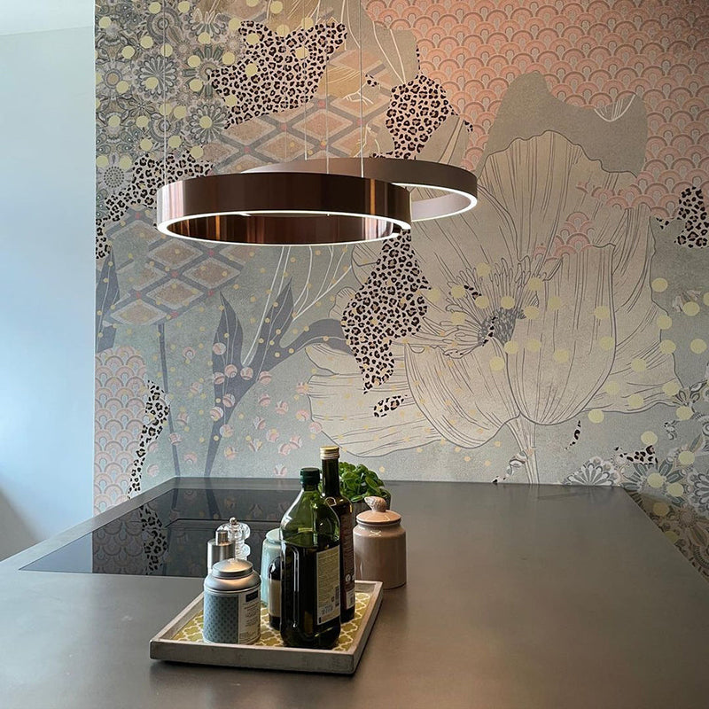 Modern LED pendant light in ring shape with ceiling mounting