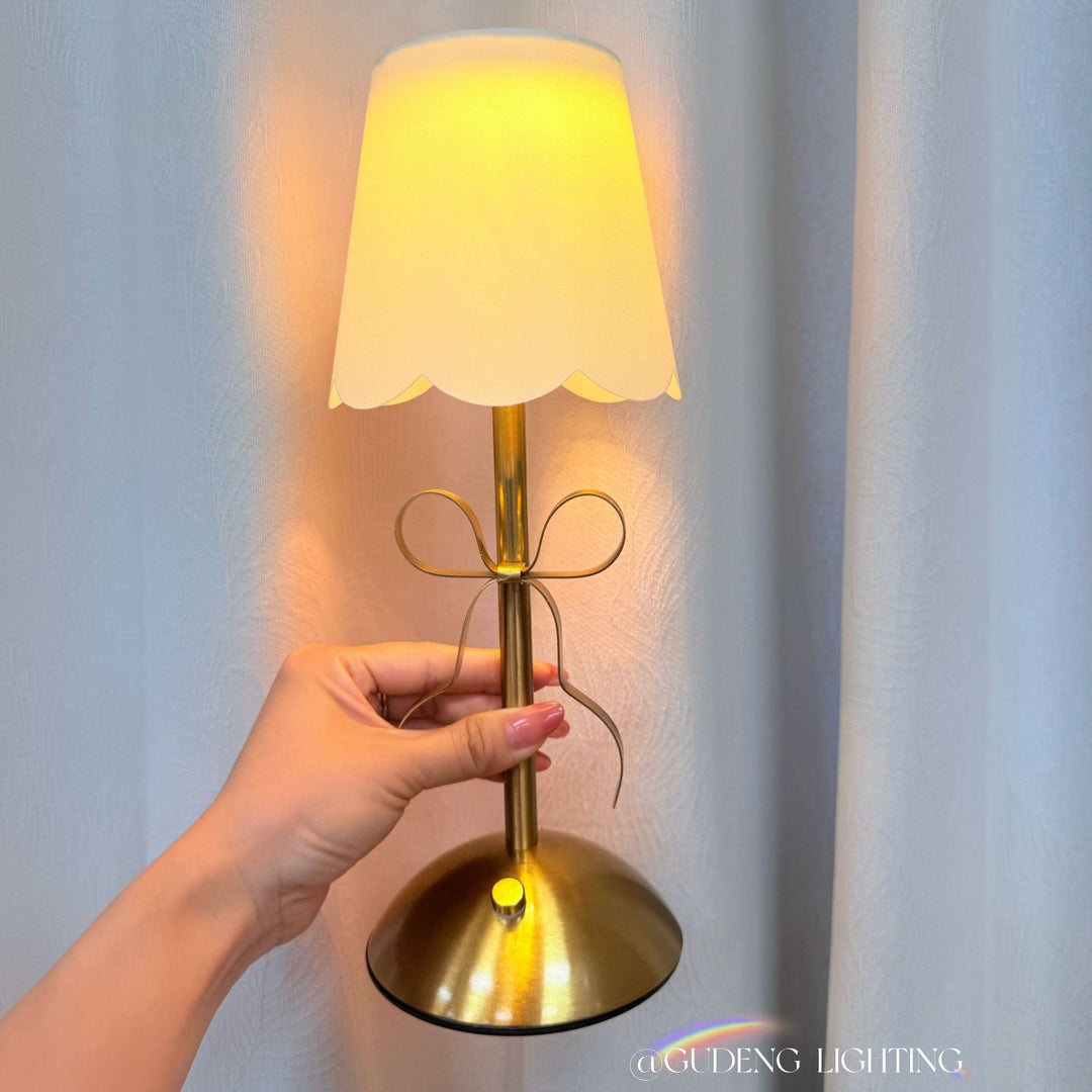 Table Lamp Fabric Vintage Bow Detail Warm Light