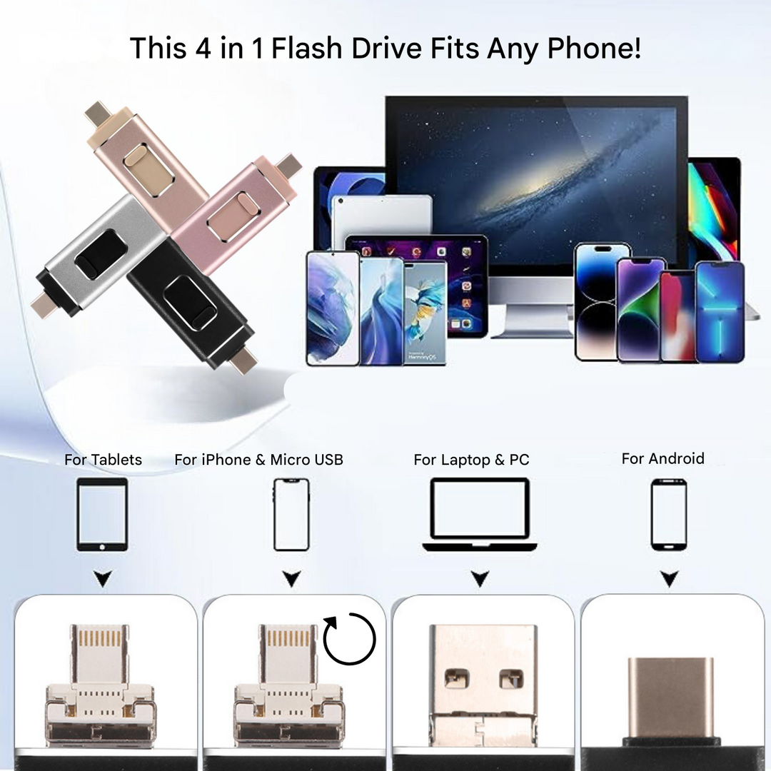 4-in-1 USB-C Lightning Flash Drive for Laptop and Tablet