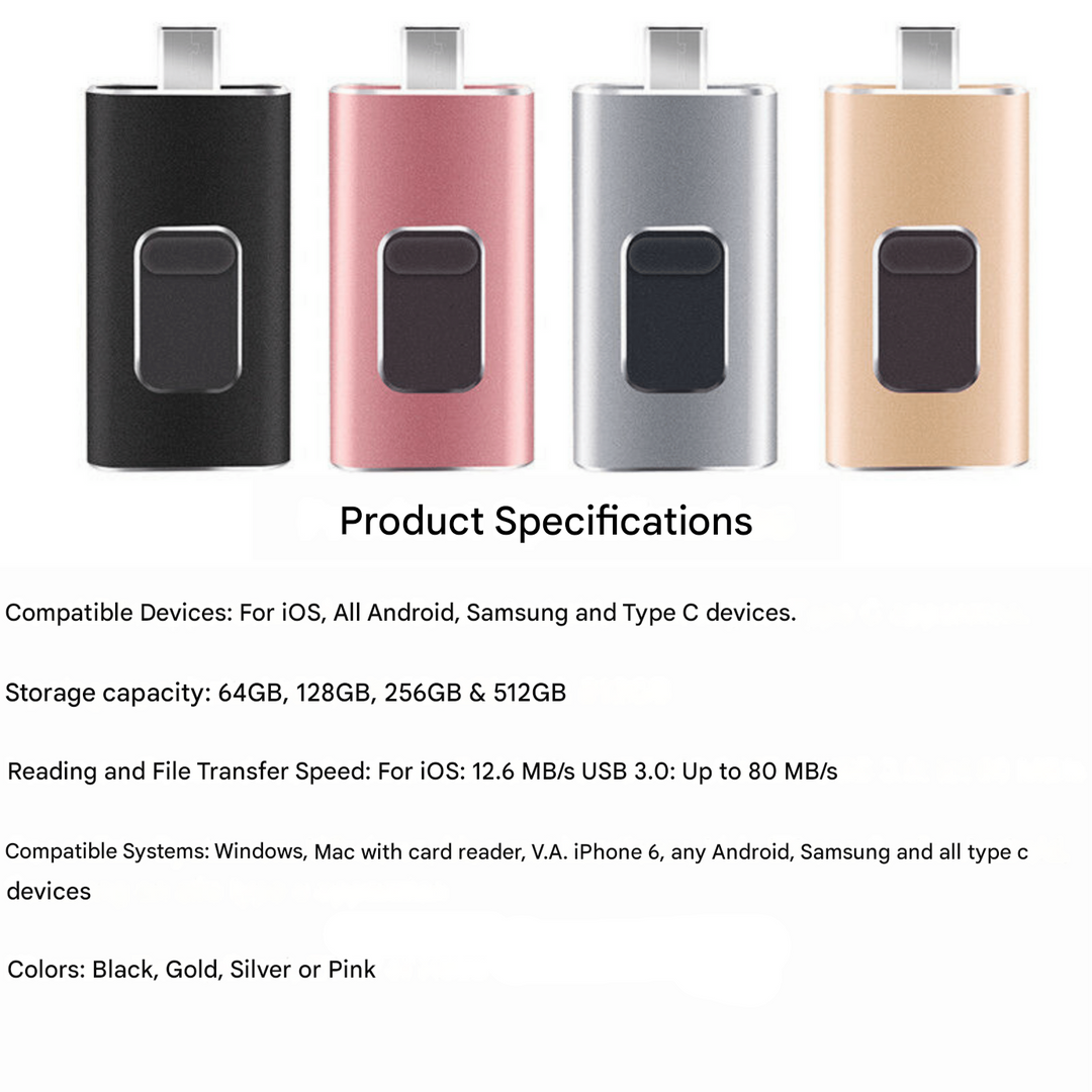 4-in-1 USB-C Lightning Flash Drive for Laptop and Tablet