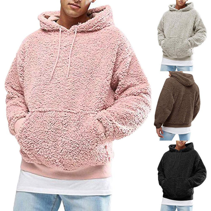 Men's Teddy Hoodie with Fluffy Texture 