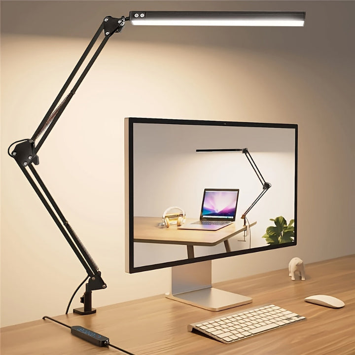 LED clamp lamp with dimmer – USB light with 3 color modes and 10 brightness levels