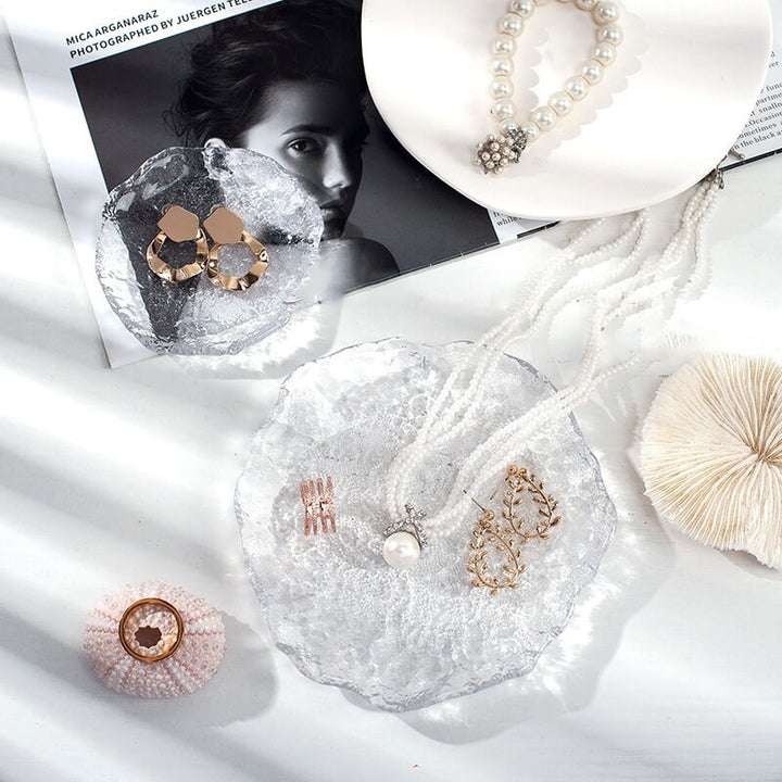 Schmucktablett aus Glas mit Blasendesign