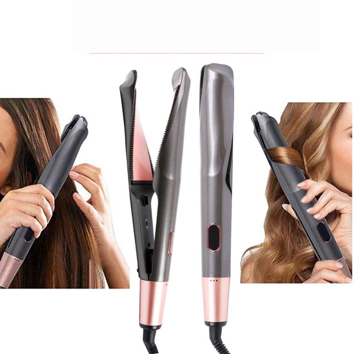 Ionic hair straightener with hot air function – 2-in-1 blow-dry brush for women
