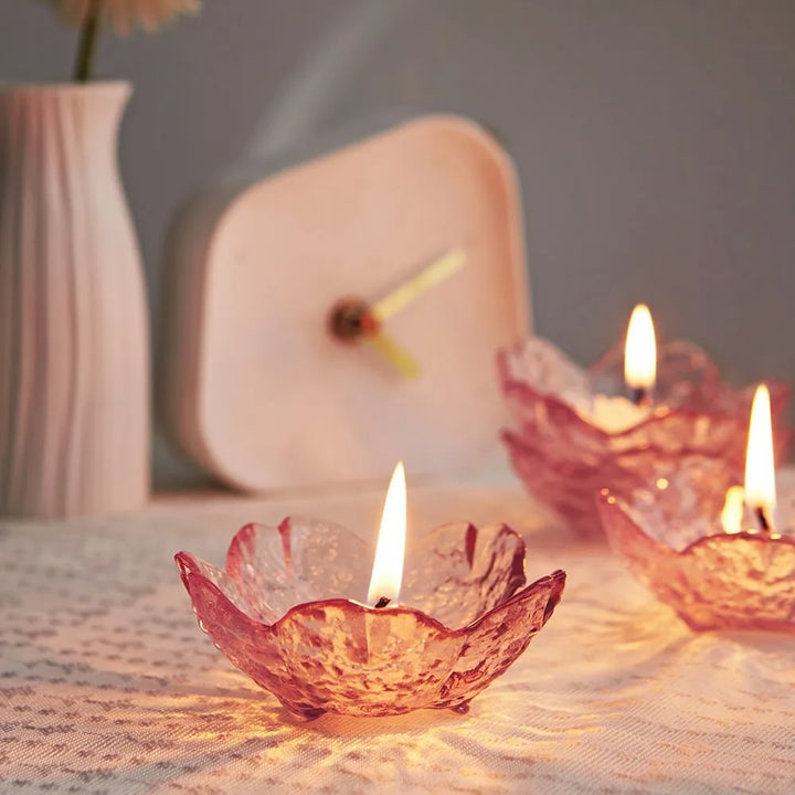 Kerzenhalter Coquette Rosafarbenes Blumendesign