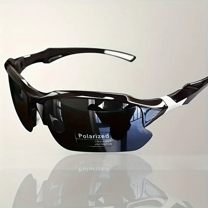 Sporty polarized sunglasses with UV400 protection for outdoor activities