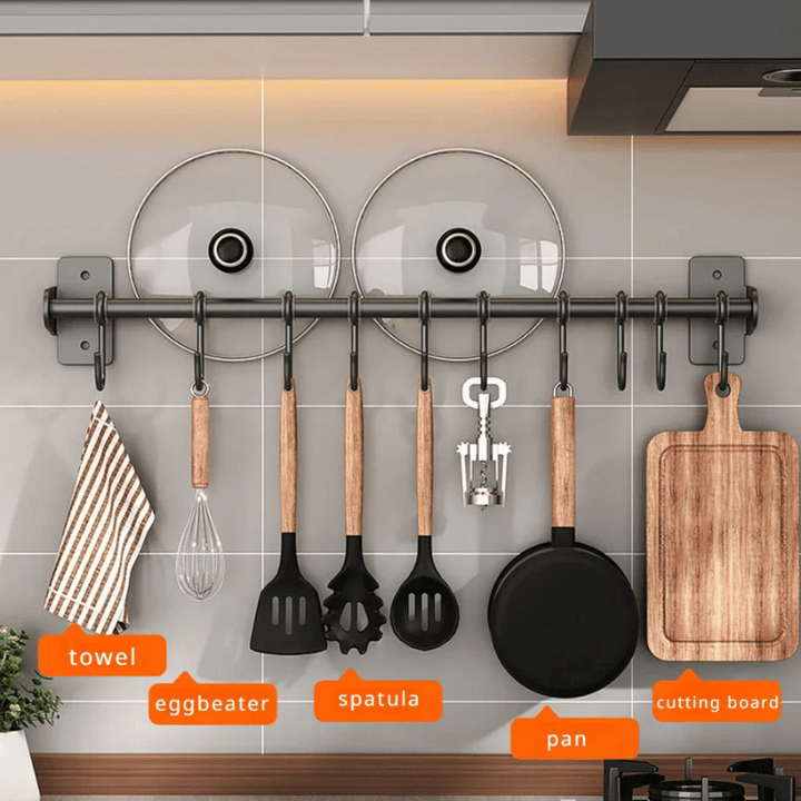 Compact kitchen hook organizer - efficient storage solution