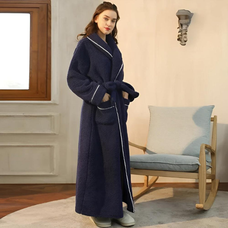Shawl collar bathrobe – fleece dressing gown for women and men
