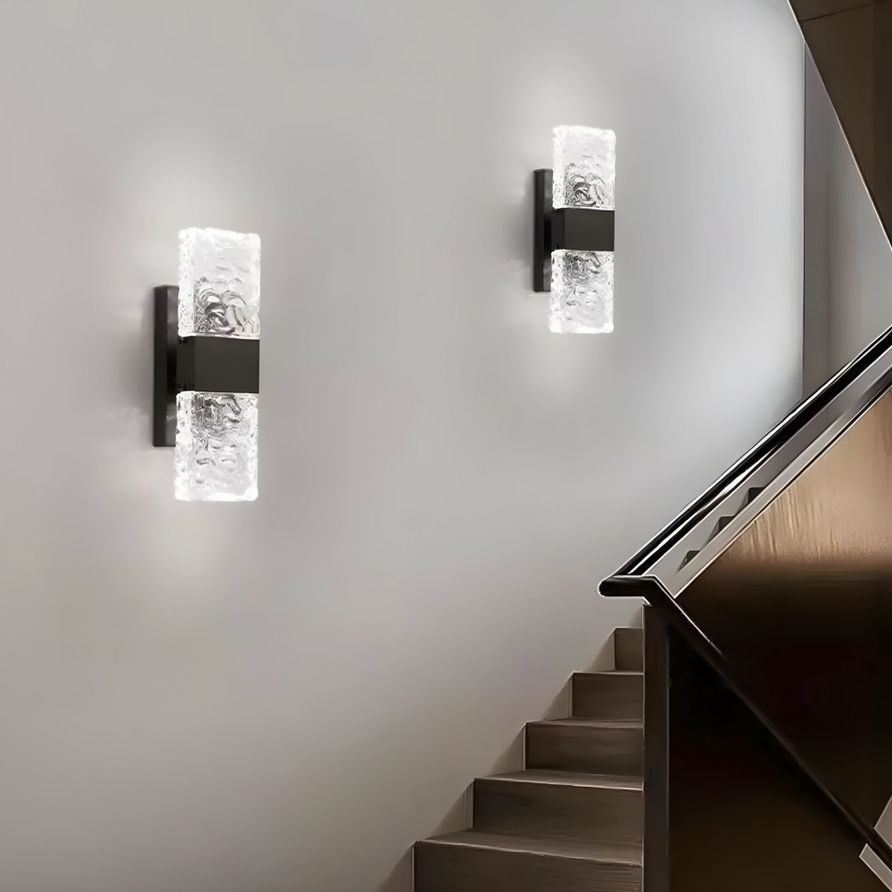Luxurious, elegant LED wall light with crystal look for living room