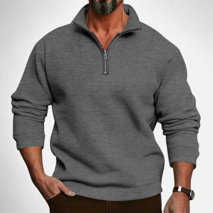 Men's Half-Zip Pullover with Stand-Up Collar