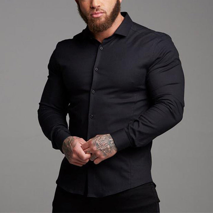 Men's slim-fit long-sleeved shirt