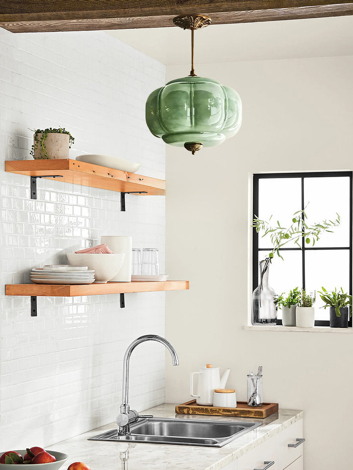 Vintage ceiling light made of frosted glass