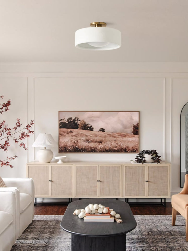 Porcelain ceiling light – Modern flush mount lamp with metal base