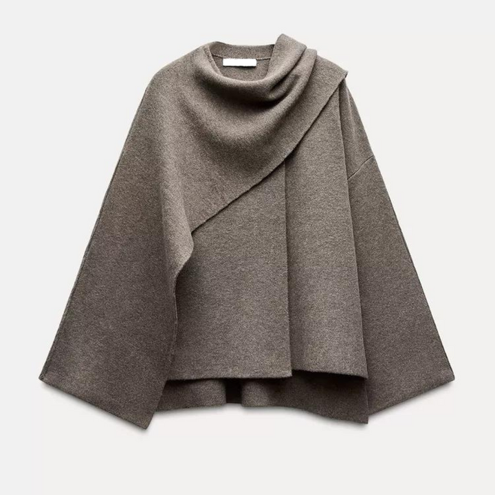 Women's Cape Coat with Asymmetrical Design