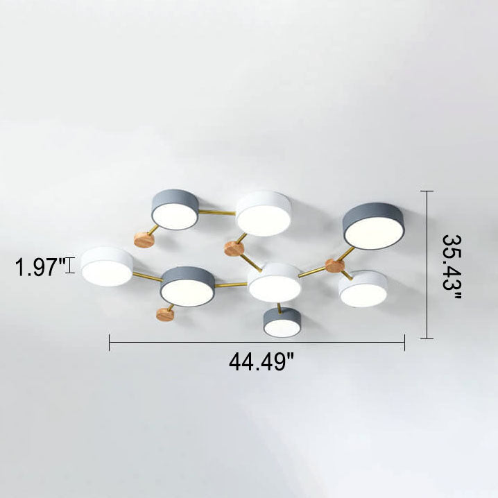 Scandinavian LED ceiling light made of wood and metal