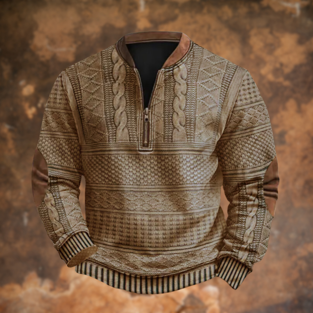 Men's zip-up sweater with classic cut 