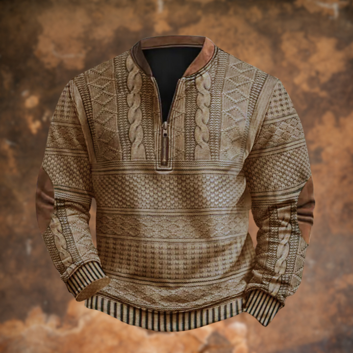 Men's zip-up sweater with classic cut 