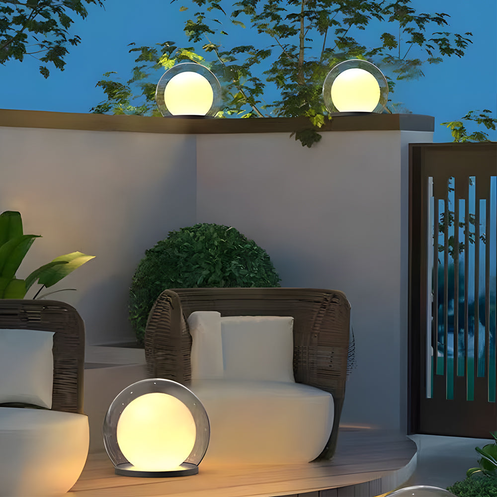 Variant image for Modern Outdoor Solar Pillar Lamp - Weatherproof Garden Light with Dual-Layer Moonlight Design-3