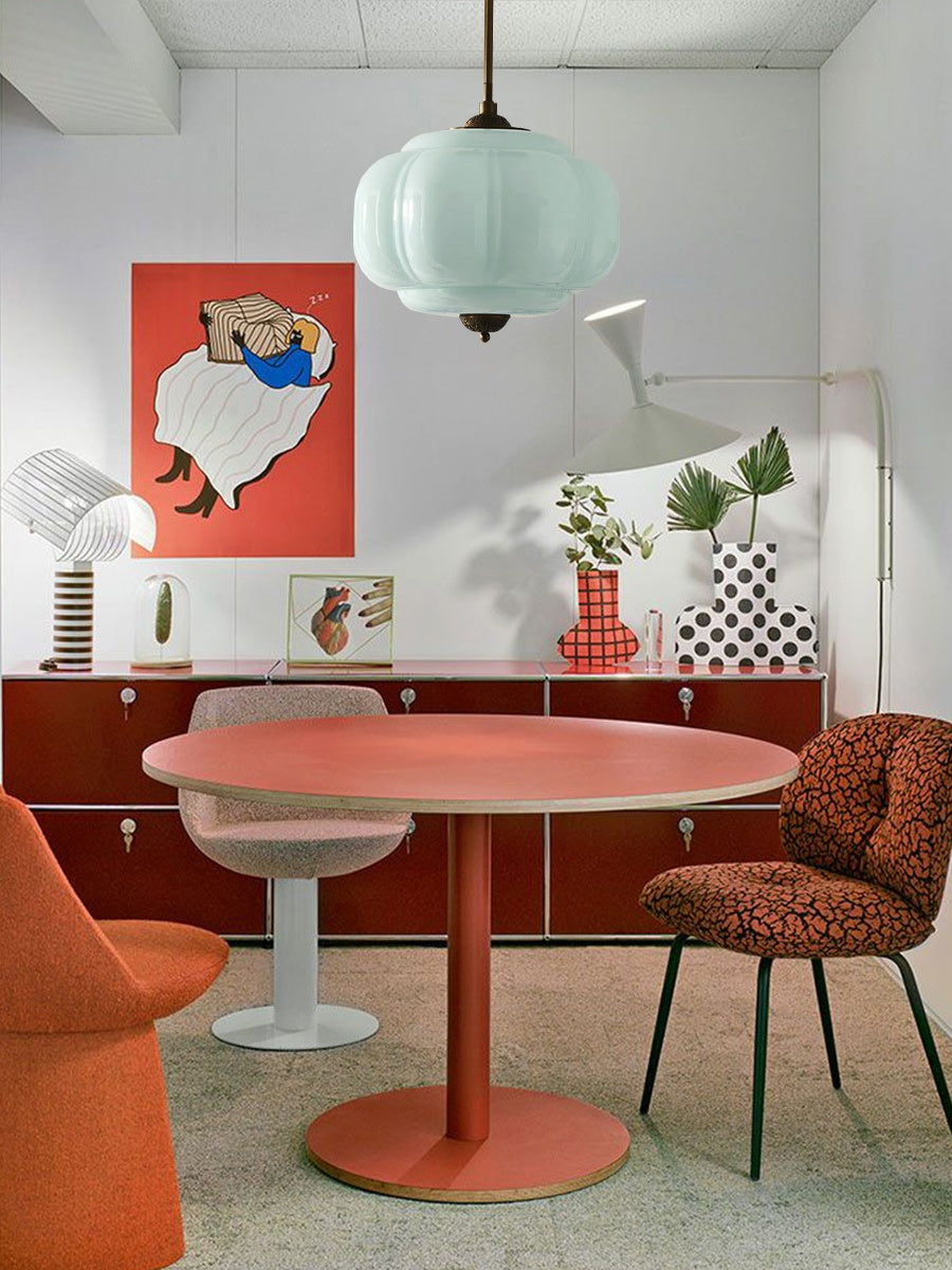 Vintage ceiling light made of frosted glass