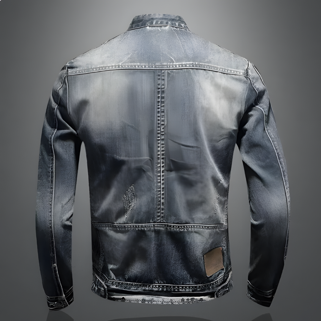 Herren Jeansjacke Mit Modernem Biker-Stil