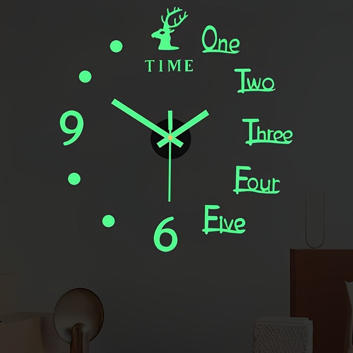 Modern DIY wall clock in elk design made of acrylic for living room and bedroom