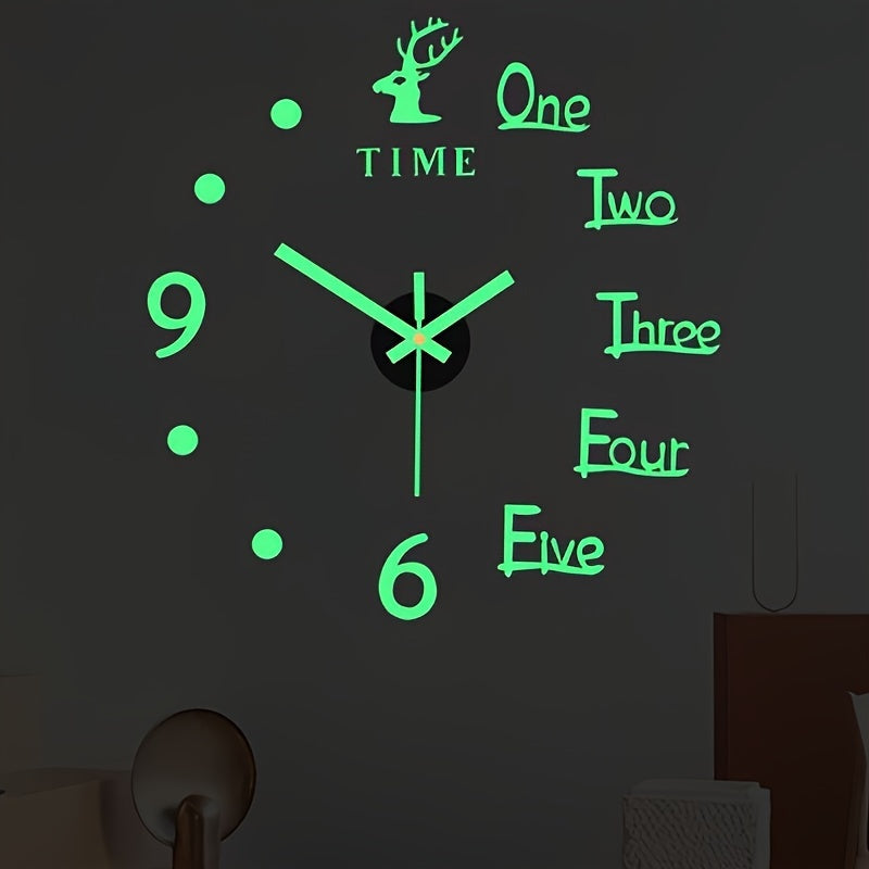 Modern DIY wall clock in elk design made of acrylic for living room and bedroom