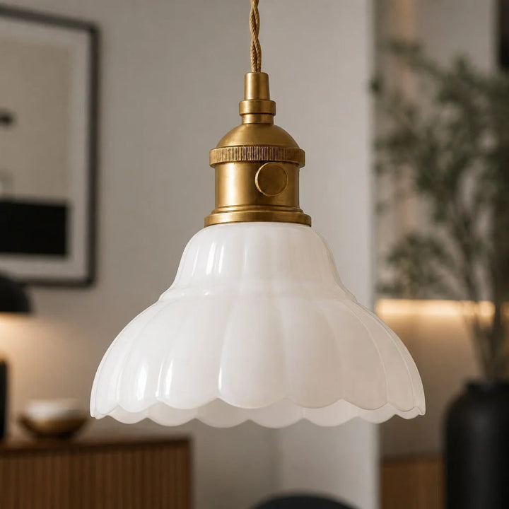 Glass Pendant Light Vintage Flower Design