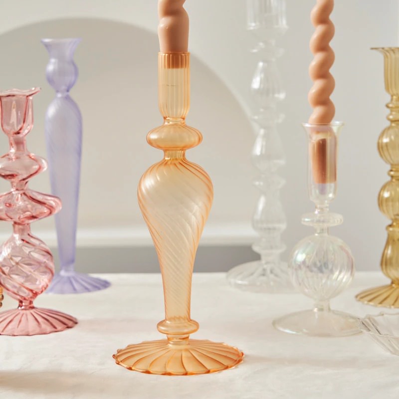 Glas-Kerzenhalter im französischen Vintage-Design