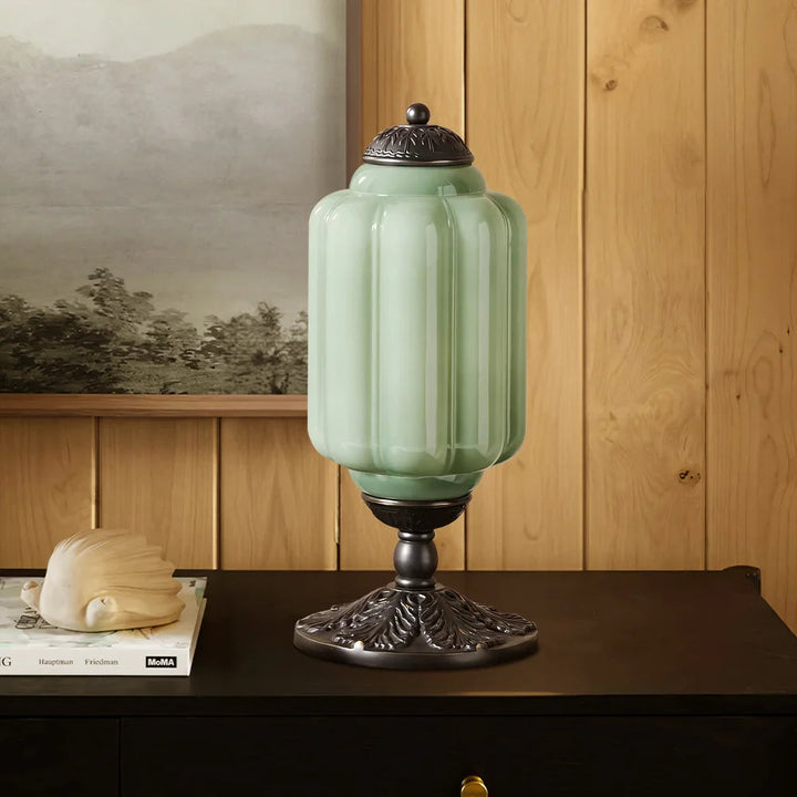Table Lamp Glass Textured Cream Retro Design