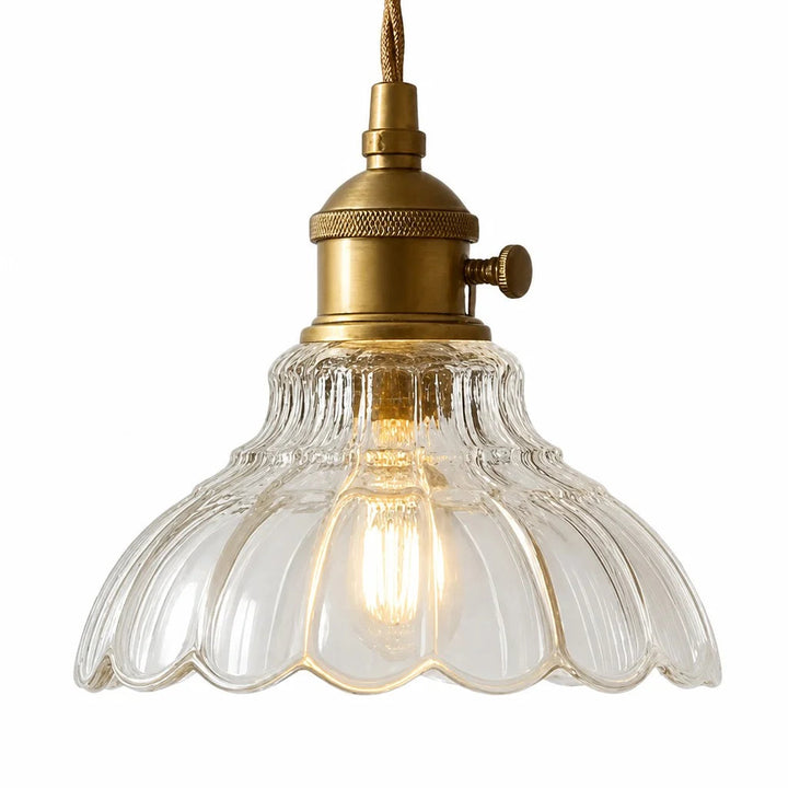 Glass Pendant Light Vintage Flower Design
