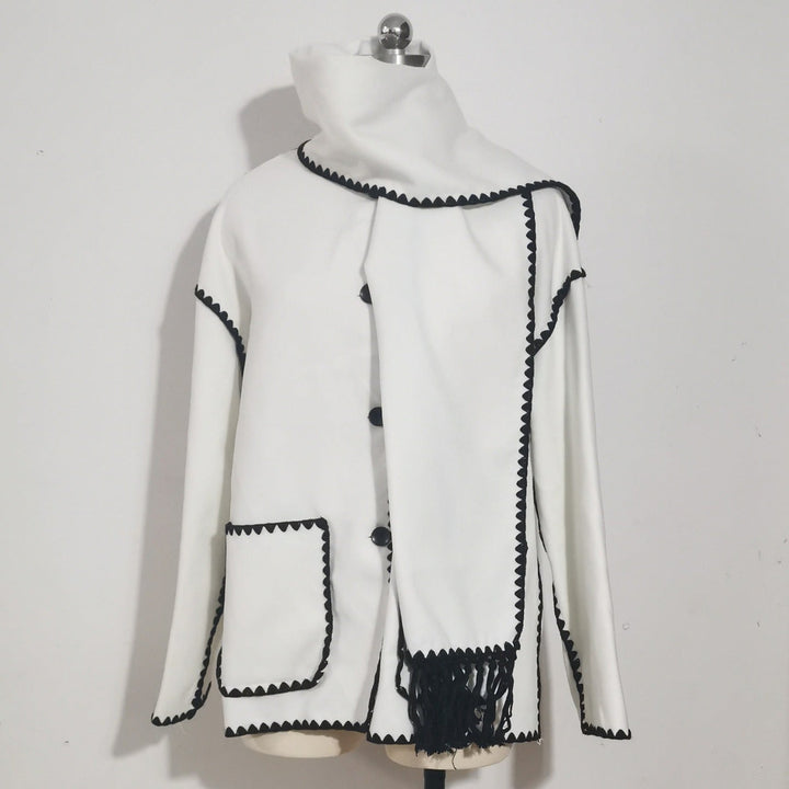 Women's Wrap Coat with Integrated Scarf