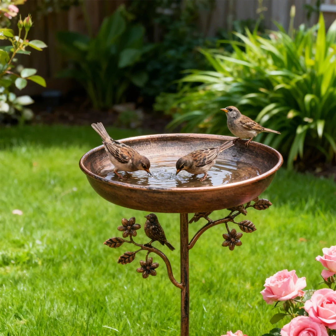 Garten Vogelbad Metallspieß Vintage Kupferoptik