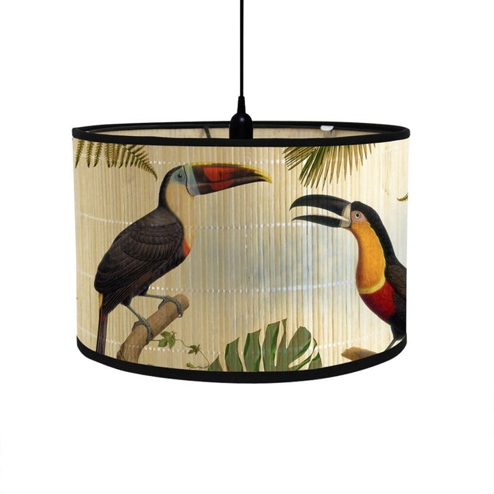 Tropical lampshade with animal motifs in vintage style – round &amp; decorative