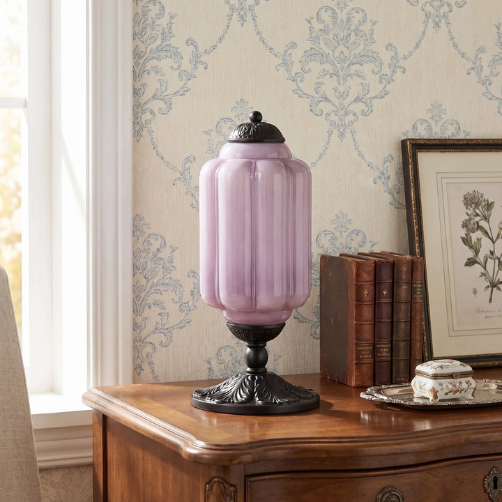 Table Lamp Glass Textured Cream Retro Design