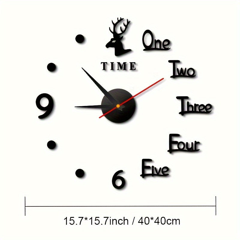 Modern DIY wall clock in elk design made of acrylic for living room and bedroom