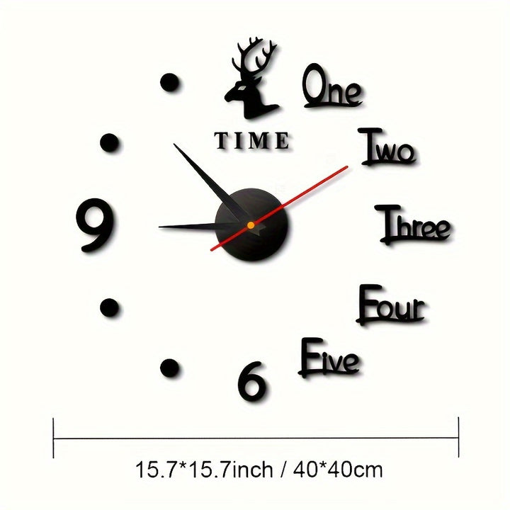 Modern DIY wall clock in elk design made of acrylic for living room and bedroom